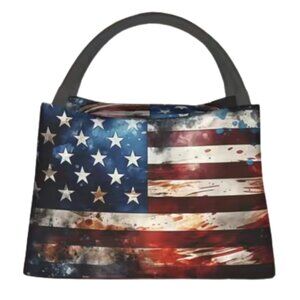 Lunch Bag Tote Bag Stars & Stripes Pattern Portable Reusable Foldable Easy Clean
